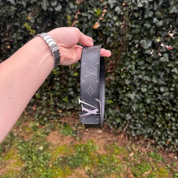 Louis Vuitton Black Belt with Silver Buckle